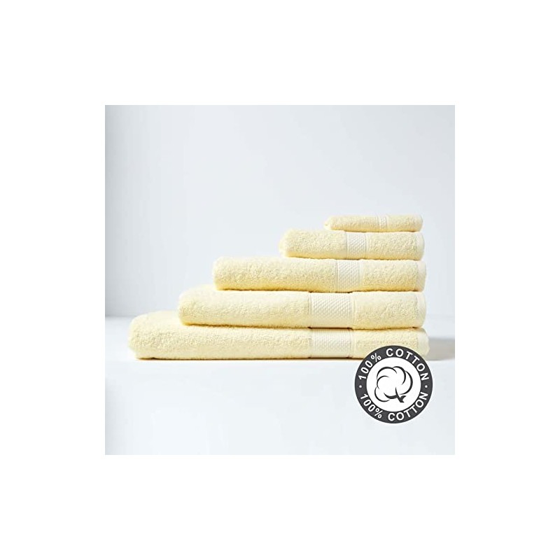 HOMESCAPES Lemon Yellow Turkish Cotton Guest Towel Super Soft Thick