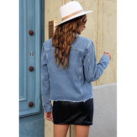 luvamia casual jackets for women denim shacket women womens blue jean jackets winter jacket for women women summer clothes chaquetas de mujer casual elegante Medium Blue Size Large Fits Size 12 14