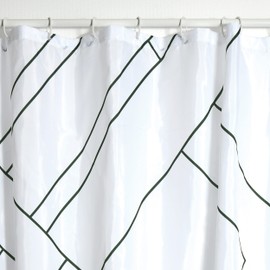 MSV Anti-Mould Shower Curtain - Anti-Bacterial, Washable, Waterproof, with 12 Shower Curtain Rings - Polyester, "Monolithic" 180 x 200 cm, Black and White