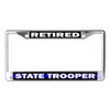State Trooper Retired Blue Line Chrome License Plate Frame