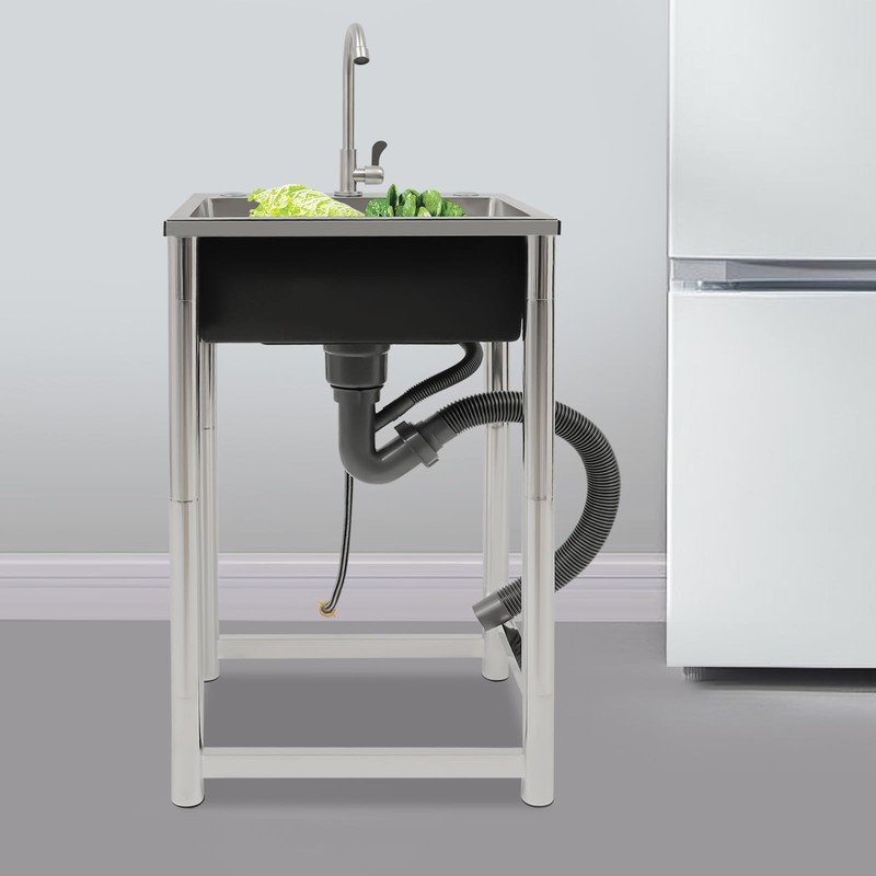 FXEIPOL Utility Sink Single Bowl Bar Kitchen Laundry Sink Floor