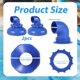 Gosknor 2pcs 360° Swivel Pool Jet Nozzles, Rotatable Inlet Nozzle Fitting Swimming Pool Spa Water Return Jet Replacement Part for Intex Spout Accessories