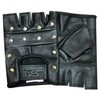 Prime Sports PrimeLeather Quality Real Leather Black Stud Fingerless Biker