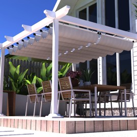FLORALEAF 4'×16' Pergola Shade Cover Retractable Pergola Replacement Canopy Slide Shade Sail with Cable Hardware for Outdoor Patio Porch Garage Deck Backyard Awning