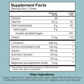 CHEWSY So Long Stress, Calm Fruity Chews, Stay Calm & Focused. w/L-theanine, Amino Acid, GABA, Glycine, Tyrosine, Taurine & Magnesium. Non-GMO and Gluten-Free. Tropical Fruity Chews, 6-Day Supply