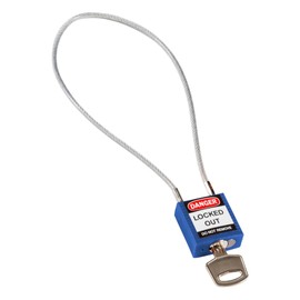 Brady Compact Cable Padlock - Lockout Tagout Security Lock - Safety Padlock with Nylon Body and Sheathed Steel Cable - Keyed Differently - 32mm x 35mm x 16mm - Cable Length 400mm, Blue