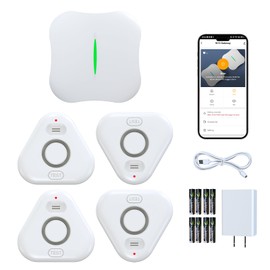 STECHRO Smart Water Leak Detectors for Home WiFi with App Alerts, Stechro Ajustable 120dB Water Sensor Alarm Leak Detector for Basements Sink Kitchen Laundry, 4 Water Sensors & 1 Rechargeable Gateway