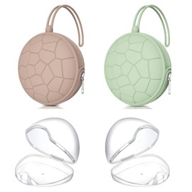 mlpuame - Juego de 4 fundas para chupete, 2 bolsas portátiles de silicona para bolsas de pañales, carrito de bebé con 2 cajas transparentes de almacenamiento para chupetes, fácil de limpiar, (negro + rosa)