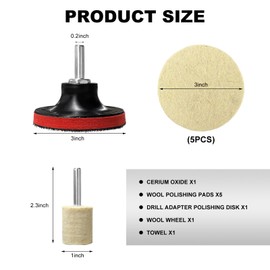 SHMZK Glass Polishing Kit, Windscreen Glass Scratch Removal Kit with 100g Cerium Oxide Powder, Felt Buffing Pad Wool Polishing Wheel Scratch Repair Kit for Glass Window Windshield