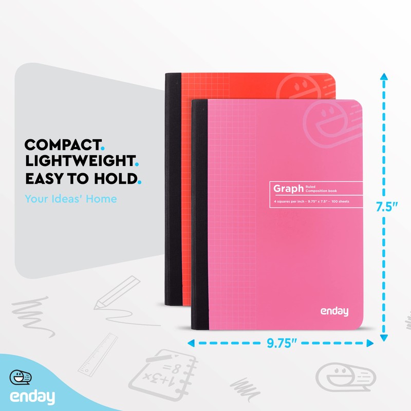 Graph Paper Composition Notebook Bulk, Pink Hard Cover Graphing Notebook,