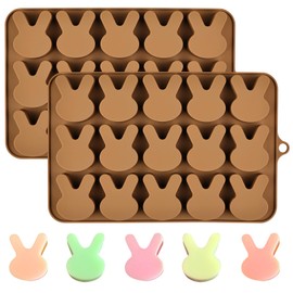 EDUEE Easter Bunny Molds 2pcs Silicone Chocolate Mold Rabbit Shape Easter Candy Mold 15 Cavity for Resin Soap Ice Cube Gummy Cupcake Decoration