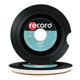 Britimes 2 Pack Car Coaster, Absorbent Ceramic Stone Cork Base Drink Coasters 2.6 Inch, Music Rock Roll Disco Beer Auto Accessories Cup Holders for Women & Men Car Decor