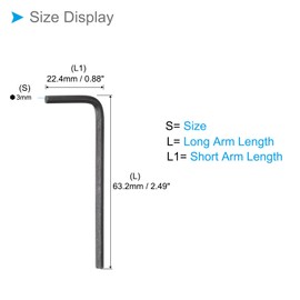 CoCud L-Handle Hex Key Wrench, 3mm Metric 63.2mm Length, CR-V L-Shape Hexagon Head Wrenches Spanner Black - (Applications: for Home Repair and Mechanical Maintenance), 20-Pieces