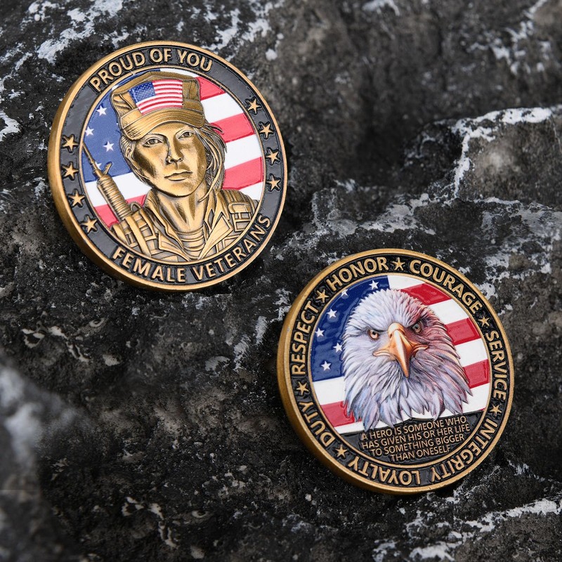 3D Color American Female Veterans Challenge Coin - Dual Sided