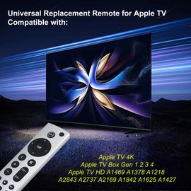 HopeNest Universal Remote for Apple TV – Compatible withApple TV 4K/ Apple TV Box Gen 1 2 3 4/ Apple TV HD, Models A1469/A1378/A1218/A2843/A2737/A2169/A1842/A1625/A1427 (No Voice Function)