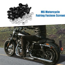 A ABSOPRO Hex Socket Head Motorcycle Bolts Screws Nuts M6 Motorcycle Fairing Fastene Screws Aluminum Alloy Black (Set of 20)