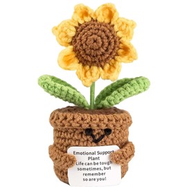 JINJUMEI Pocket Hug Sunflower, Creative Knitting Wool, Sunflower Crochet Potted Flowers Gifts, Positive Sunflower, Pocket Hug Knitted Courage Gift for Girlfriend or Family Colleague