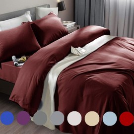 SONORO KATE Bed Sheet Set Super Soft Microfiber 1800 Thread Count Luxury Egyptian Sheets Fit 18-24 Inch Deep Pocket Mattress Wrinkle-4 Piece (Burgundy, Twin XL)