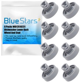 BlueStars WD12X10231 - Pieza de repuesto de rueda y tornillo inferior para lavaplatos - Fácil de instalar - Ajuste exacto para lavaplatos eléctricos en general - Sustituye a 1263942 AP3994981 PS1481883 - Paquete de 8