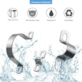 PEROMI 5PCS 160mm 2 Hole Heavy Duty U-Tube Strap Clamp,Stainless Steel-304 Rigid U-Bracket Pipe Strap Clamp Hanger Tube Tension Clips 6.3 inch/M160(5pcs)