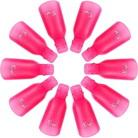 10 PCS Set Nail Polish Remover Clips Acrylic Gel Polish Clips Gel Polish Remover Nails Art Gel Cap for Toenail & Finger UV Gel Polish Removal (Rose Red)
