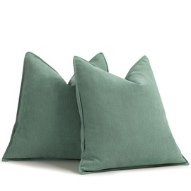 ZWJD Staub Green Cushion Cover, 45 x 45 cm, Set of 2 Chenille Cushion Covers, Sofa Cushion Covers with Elegant Design, Soft and Luxurious Decorative Cushions for Couch, Bed and Home Decoration