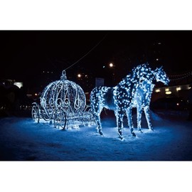 Yeele 10x8ft Pumpkin Carriage Fairy Tale Photography Backdrop Dreamy Lights Horses Snow Night Photo Background for Princess Girls Sweet Baby Birthday Party Decorations Banner Photo Studio Props