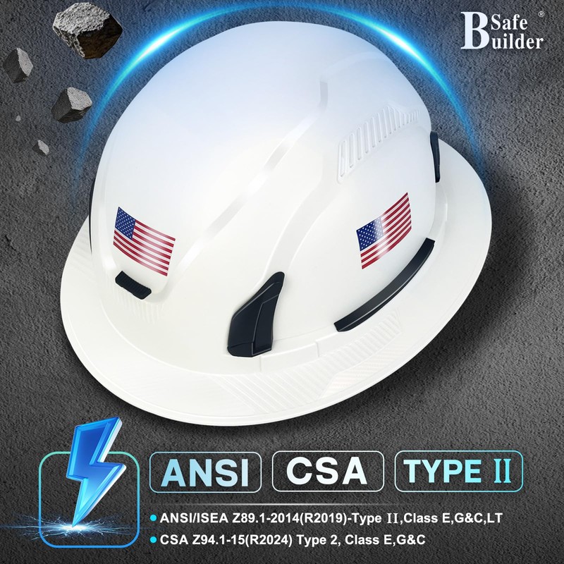 SAFEBUILDER Type II Hard Hats Full Brim ANSI and CSA