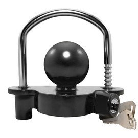 Sandfren Trailer Coupler Lock, Adjustable Heavy Duty Ball Tow Hitch Locking with 2 Keys, Anti Theft Security Caravans Tongue Locker, Compatible with 1-7/8", 2", 2-5/16" Coupler (Black)