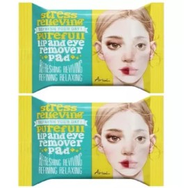 Ariel 아리얼 스트레스 릴리빙 퓨어풀 립앤아이 리무버 패드 30매 x 2개 Ariel Stress Relieving Pureful Lip and Eye Remover Pads 30pcs x 2 [Lip and Eye Remover Pads, 30 sheets x 2 pieces]