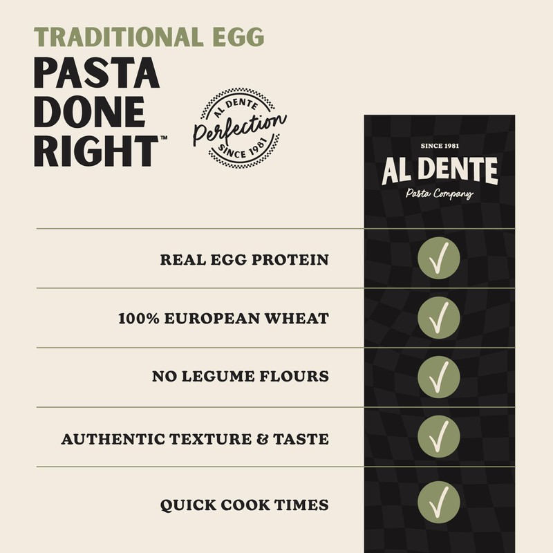 Al Dente Spinach Fettuccine – All-Natural, Hand-Crafted Egg Pasta. Traditional