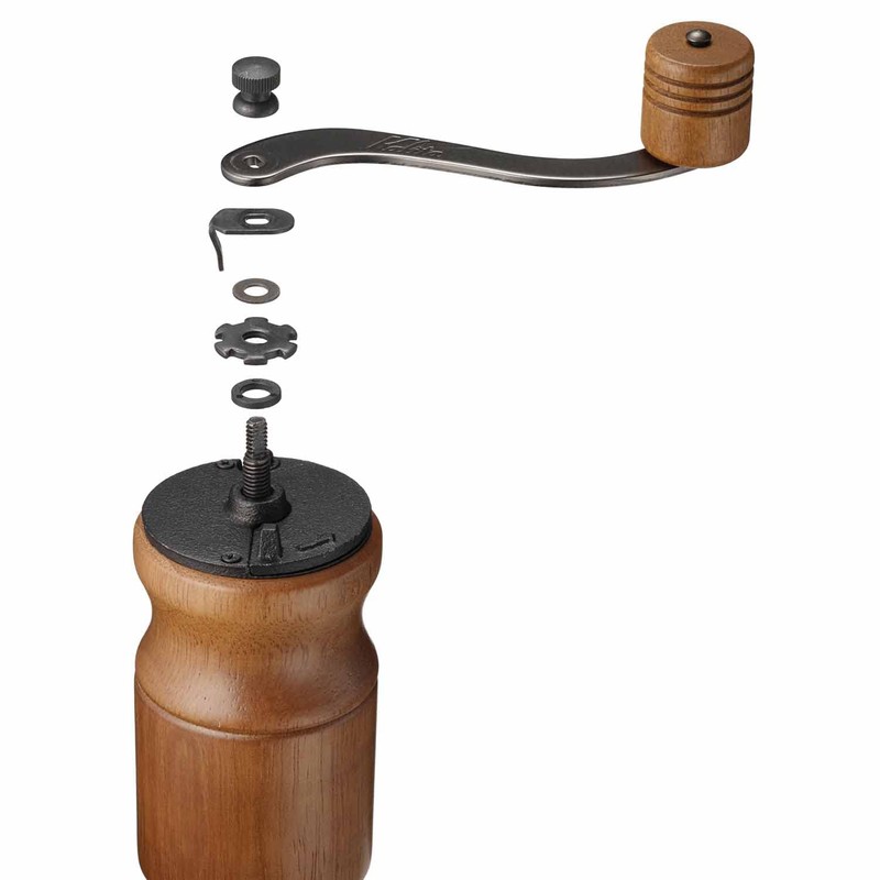Carita Coffee Grinder, Wood, Durable Cast Iron Cutter, KH-10BR, Brown