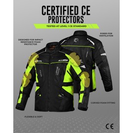JAG Touring Motorcycle Armor Jacket for Men, Dual Sports Water Resistant Adventure Riding Jacket with Cordura Fabric & CE Armor Impact Protection