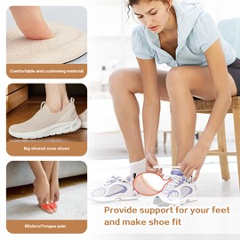 Minamira Tongue Pads for Shoe Too Big, Loose Shoes, Heel Pads Grips Cushion Inserts Replacement, Size Reducer, Non Slip Shoe Filler for Size Large, Rubbing Men Women (Multicolor, 2Pairs)
