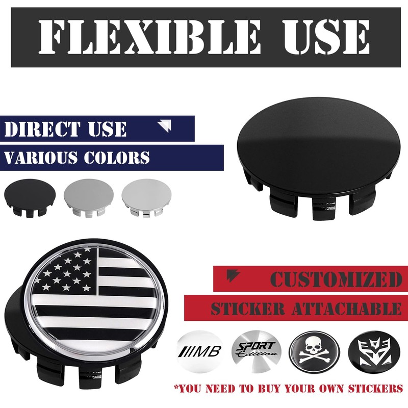 KitsPro 2.4Inch 62MM Wheel Center Caps, Pack of 4 (Gloss