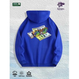 Money & Shades Graphic Hoodie 100% Cotton US Warehouse 7 ColorsColor: Blue, Size: M