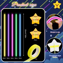 Demonwer 50 Sets Back to School Gifts Include 50 Pcs 7.9x0.2 Inch Glow Sticks 50 Pcs Star Shape Cards with 2 Glow Tapes for Back to School Classroom Prizes Party Favor Supply