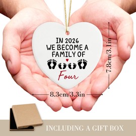 New Parents Gifts for Couples in 2026 We Become a Family of Four Christmas Ornament 2026 Pregnancy Announcement for Husband Grandparents Baby Announcements Ideas Babys First Christmas Ornament 2026
