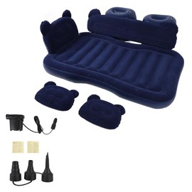 WODHMIEY Inflatable Car Mattress Bed, SUV Air Mattress with Electric Air Pump, 2 Inflatable Pillows, Suitable for Home,Outdoor,Camping and Travelling Car Sleeping Pad (Blue)