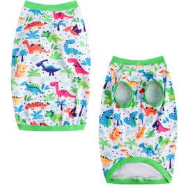 Dog Sleeveless T Shirt Dinosaur Prints Vest Shirt Soft Stretchy Summer Clothes for Large Dog Boys Girls Shirt X-Large,Green