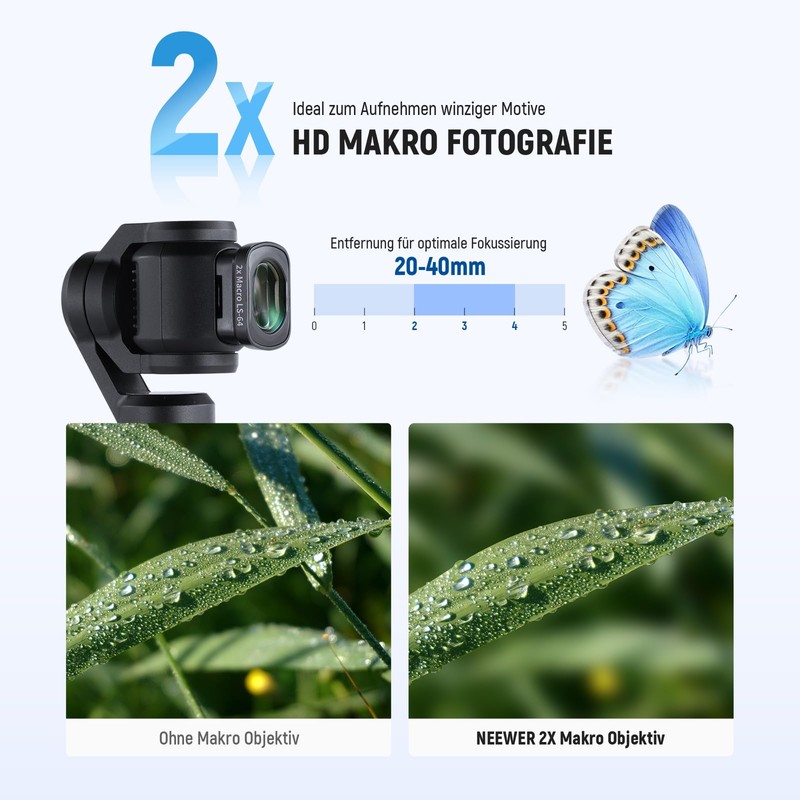 NEEWER 2 x Macro Lens for Pocket 3, Magnetic Close-up