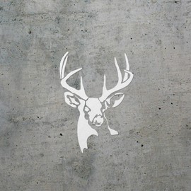 Decal Stickers of Whitetail Buck Deer Stencil 1 (White) (Set of 2) Luxury Weatherproof Vinyl Decal Stickers for Laptop Desktop Smartphone Car Dirt Bike Wall Room Mason Jar Bathtub - ANDstic0a5414WH