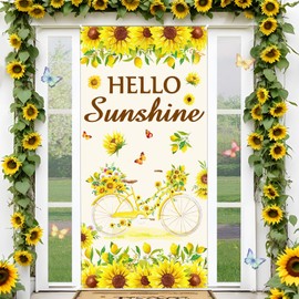 Hello Sunshine Door Cover Banner Summer Door Decoration Banner Sunflower Summer Door Cover Banner Seasonal Welcome Door Cover Banner for Indoor Outdoor Summer Sunflower Party Supplies 72x 35.4 in