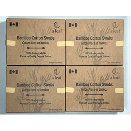 Bamboo Cotton Swabs, Organic, 800 Sticks, Double Tipped Cotton Sticks, 100% Eco-Friendly & Natural Cotton Swabs, Perfect for Ear Wax Removal, Arts & Crafts Making, Lipstick & Eyelash Application and Removing Dust & Dirt from Appliances (200 X 4 Boxes)