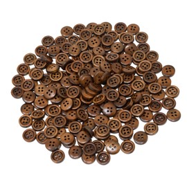 Honbay 200PCS 12.5mm 1/2 Inch Antique Brown Round Wooden Buttons 4 Holes Sewing Decorative Buttons for Skirts Gloves Sweaters Shirts Hats Scarves Headbands Scrapbooking and Crafts