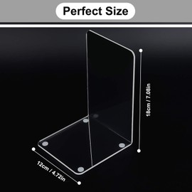 MerryNine Acrylic Book Ends 20pcs for Shelves, Clear Bookends for Shelves, Book end Organizer, Book Holder Stand Decorative, Book Stoppers for Heavy Duty Books (7.08"x4.72"_10 Pairs)