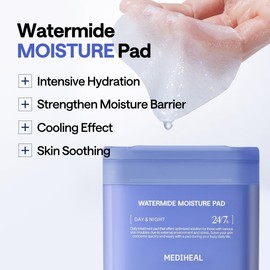 Mediheal Watermide Toner Pad - Hydrating & Soothing Daily Facial Pads with Hyaluronic Acid (100 Pads, Small, Blue)