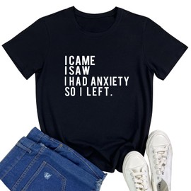 BLACKMYTH Women Cute Tees I Came Graphic T Shirts Black Medium