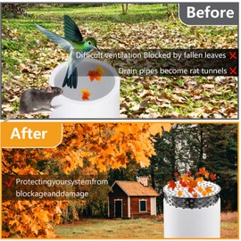 Stainless Steel Gutter Guards, HISAMGO Metal Downpipe Leaf Guard Gutter Downspout Guard, Keeps Gutter downpipes Clear of blockages from Leaves, Moss, muck, mud, Balls and Other Debris (67-83mm)