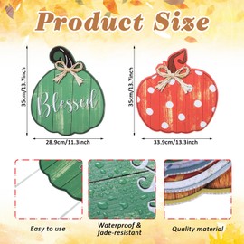 Seeloowy 9 Pcs Fall Pumpkin Yard Signs Thanksgiving Lawn Decorations with Stakes Fall Decoration with LED Light Thankful Grateful Blessed Rustic Harvest Outdoor Pumpkin Decor for Garden Lawn Decor